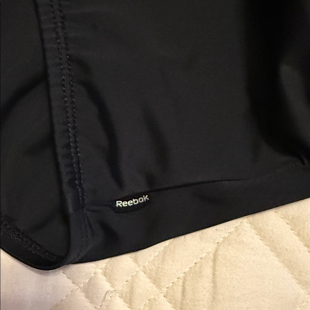 Reebok Black One-Piece Swimsuit with White Chevron Trim - Picture 3 of 6